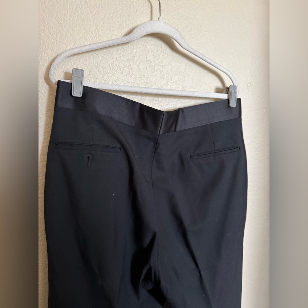 CHRISTIAN DIOR Dress Pants Pleated Cuffed Belt Loops Mens Size 38 Black Tuxedo - Picture 5 of 7